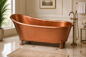 Baignoire gonflable de luxe en cuivre finition antique avec design incurvé élégant, ovale autoportante avec couvercle, pour salles de bain d'hôtels et villas - Product Image 3