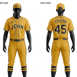 Uniforme de baseball pour femmes, polyester respirant de qualité supérieure 180 GSM, dégradé rouge-jaune, design de panneaux imprimés par sublimation, logo personnalisé - Product Image 5