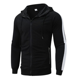 Men's Black Tracksuit Set Full <b>Zip</b> <b>Hooded</b> Long Sleeve Solid Color Casual Wear Autumn Breathable Polyester Material - Product Image 2