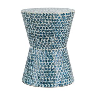 Tavolino da Giardino Rotondo Affusolato D14x20 in Capiz Blu - Product Image 2