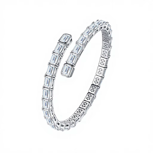 Luxury Moissanite Tennis <b>Bracelet</b> 925 <b>Sterling</b> <b>Silver</b> GRA Certified Emerald cut Women's Everyday Wear <b>Bracelet</b> - Product Image 5