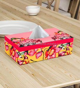 กล่องทิชชู่พิมพ์ลายเคลือบทำจากไม้รูปทรงสี่เหลี่ยมอัจฉริยะดีไซน์ดอกไม้ขายดี - Product Image 1