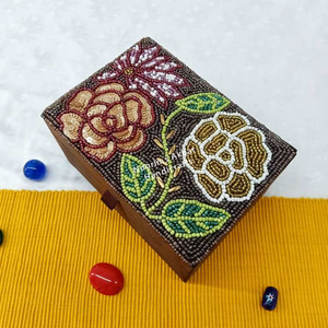 Handmade Floral Beaded Jewellery Box Velvet Lined Wooden Jewelry Storage Box Gift Case OEM ODM Wholesale Export - Product Image 4