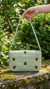 Glass Beaded Waterproof Magnetic Zipper Casual Cotton Lining <b>Wedding</b> Evening Palm Watermelon <b>Clutch</b> Tropical Handbag - Product Image 2