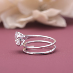IGI Certified Lab Grown Oval Diamond Spiral <b>Wrap</b> Ring 18K White / Rose And Yellow Gold Modern Solitaire Engagement Ring - Product Image 5