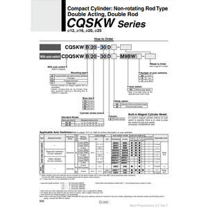 กระบอกลมขนาดกะทัดรัด CDQSKWB20-10D ชิ้นส่วนนิวเมติก SMC - Product Image 2