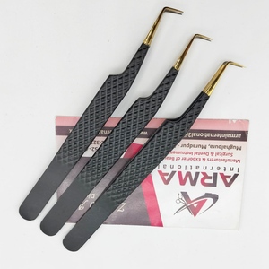 Pince à épiler de précision anti-magnétique en acier inoxydable à pointe en fibre semi-courbée en or plasma pour extensions de cils, pince à cils durable - Product Image 6