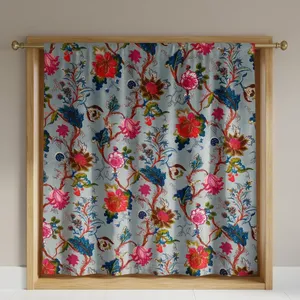 Floral Cotton Velvet Curtain Grey Multicolor Botanical Print Drapes for Living Room Bedroom Window and Elegant Home Decor - Product Image 6