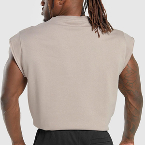 Camiseta sin mangas lisa al por mayor para hombre, estilo urbano, oversize, con logo personalizado, fabricante OEM, de algodón, para entrenamiento muscular - Product Image 2