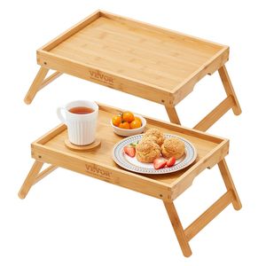 Vassoio per la colazione in bambù da 2 confezioni 15.7 \ "x11 \" portabagagli per Snack portatile con gambe pieghevoli tavolo da letto per divano letto che mangia Laptop - Product Image 1