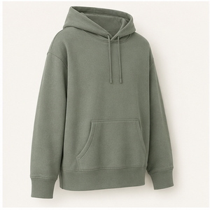 เสื้อฮู้ดดี้ทรงตรงโอเวอร์ไซส์สีเขียวเซจสำหรับผู้ชาย พร้อมเชือกผูกแบบโทนสีเดียวกัน กระเป๋าแบบจิงโจ้ รุ่น MHOOD-0013 - Product Image 3