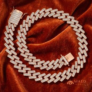 สร้อยคอโมอิสซาไนต์ชุบทองคำสีกุหลาบ ดีไซน์แบบ Cuban Link  เครื่องประดับแฟชั่นสำหรับผู้หญิงและผู้ชาย  สไตล์นิวยอร์ก  งานละเอียด  ดูทันสมัย - Product Image 5