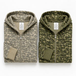 เสื้อฮู้ดดี้ผู้ชายลายพรางดิจิทัลทันสมัย พิมพ์ลาย AOP ผ้าถักระบายอากาศ ซิปยาว ผ้าผสมขนแกะ แขนยาว สำหรับฤดูหนาว รับผลิตแบบ OEM/ODM - Product Image 6