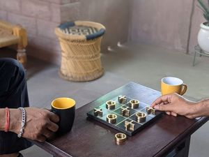 Tic Tac Toe Board Game Brass Pieces <b>Square</b> Design Educational Family Strategy Game 2 Players Abstract Puzzle Eco-Friendly Gift - Product Image 5
