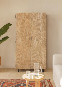 Armario Rococó Blanco de Dos Puertas con Espejo, Armario de Madera Maciza, Armario de Estilo Francés para Dormitorio, Muebles para Recámara - Product Image 2