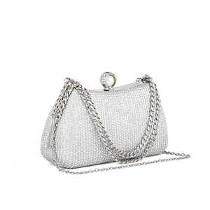Silver Fancy <b>Evening</b> <b>Bag</b> Clutch P24182 - Product Image 2