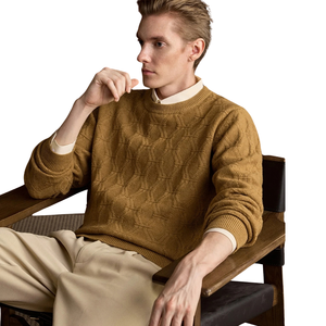 <b>Men</b> Geometric Textured Knit Sweater Crew Neck Long Sleeve Solid <b>Pullover</b> Jumper Casual Winter 12GG 3D Print Wholesale OEM ODM - Product Image 3