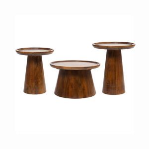 Ensemble de tables gigognes rondes en bois massif, style moderne rustique, tables basses et d'appoint, lot de 3, design personnalisé, salon - Product Image 2