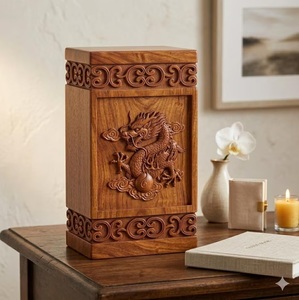 Handmade American Style Eco-Friendly Durable Wooden Dragon <b>Memorial</b> Urn <b>Box</b> for Cremation Ashes <b>Keepsake</b> 200/220 Cubic Inch - Product Image 2
