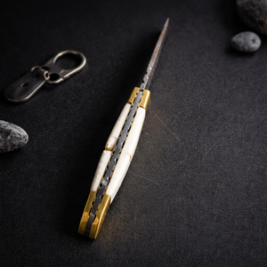 Navaja Plegable Artesanal con Llavero, Mini Navaja de Bolsillo con Apertura Deslizante, Hoja de Acero de Damasco de Borde Recto de 5 Pulgadas, Ideal para Regalo, Venta al por Mayor - Product Image 3