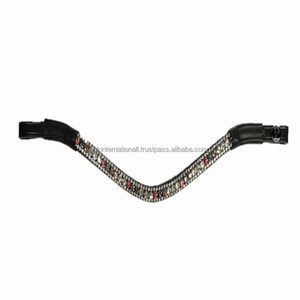 2025 nueva llegada hecha a medida cristales brillantes diamantes de imitación mega Bling forma de onda banda de ceja de caballo de cuero genuino en mazorca completa - Product Image 2