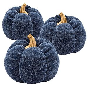 Set di 3 7.5 blu scuro x 7.5x5.7 ornamenti di zucca festiva decorazione del raccolto per le vacanze per i mobili della sala da pranzo per il ringraziamento autunnale - Product Image 1