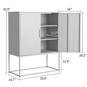 Moderna armadietto portaoggetti in acciaio pesante Free Standing Buffet credenza 2 ripiani facile montaggio Anti-punta armadio da cucina camera da letto - Product Image 5