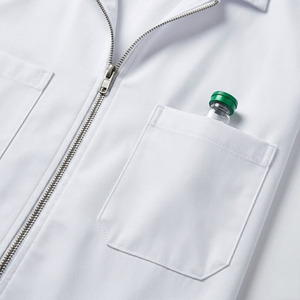 Bata de laboratorio de tela de sarga de longitud completa para hombre, uniforme de hospital con detección de agujas, poliéster y algodón, ajuste regular médico - Product Image 4