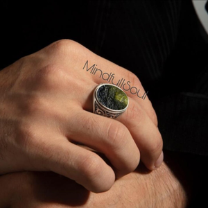 Premium Raw Moldavite Gemstone <b>Ring</b> | 925 Sterling Silver Men's <b>Ring</b> | Certified Natural <b>Crystal</b> Boho Statement Jewelry | 2026 - Product Image 3