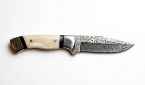 Premium drop <b>profile</b> damascus steel Outdoor Heavy Utility <b>Tool</b> with Bone Handle and steel bolster - Product Image 2