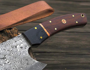 Cuchillo de Cocina de Acero de Damasco Forjado a Mano, Cuchillo de Chef con Hoja Fija de 7 Pulgadas y Mango de Madera, Personalizado y Ambidiestro - Product Image 3