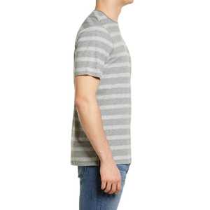 Camiseta Casual de Manga Corta con Cuello Redondo y Rayas Grises para Hombre, Corte Regular, 100% Algodón Jersey, Tejido de Primera Calidad, Hecho en Pakistán - Product Image 3