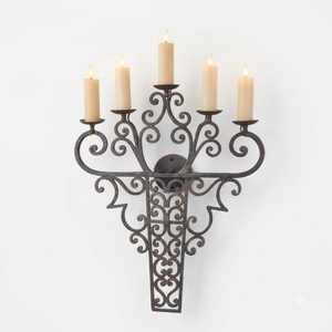Candelabro de Hierro Forjado a Mano, Portavelas de Metal Antiguo, Centro de Mesa de 10x50x70cm, Decoración de Boda Duradera de Alta Calidad - Product Image 1