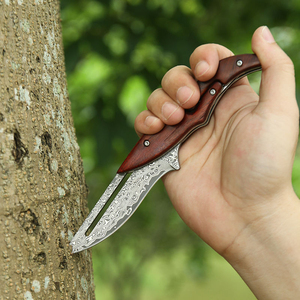 Navaja Plegable Utilitaria con Hoja de Acero de 20.8cm, Punta de Gota, Perilla de Pulgar, Mango de Madera, Diseño Artístico, Grosor de 0.5mm, Longitud Total de 6.7in - Product Image 4