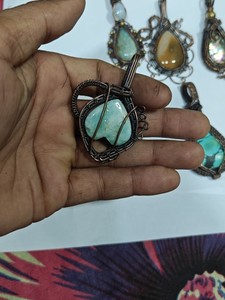 Handmade Copper Wire Wrapped Natural Gemstone Pendant Assortment Boho Style Jewelry Wholesale - Product Image 2