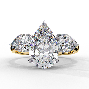 Bague de fiançailles à trois pierres en moissanite taille poire, monture à griffes en or massif 18 carats, bijoux classiques pour femme - Product Image 1