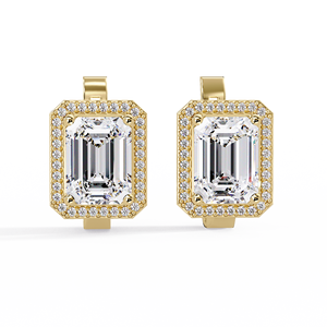 Hermosos Pendientes de Aro Halo con Certificación IGI, 4.30 CTW, Esmeralda y Diamantes Cultivados en Laboratorio, Oro Sólido de 14K, Joyería Nupcial, Regalos - Product Image 1