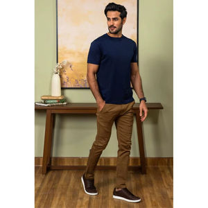 T-shirt en tissu 100% coton Supima, col rond, coupe ajustée, manches courtes, respirant, grande taille, fabrication durable en Inde par le fabricant - Product Image 1