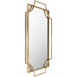 Modern Gold Plated Framed <b>Wall</b> <b>Mirror</b> Abstract Geometric Design Entryway Home Decor Single Piece - Product Image 3