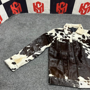 เสื้อแจ็คเก็ตหนังวัวแท้ลายสัตว์สำหรับผู้ชาย ปกคอพับ ซับในขนสัตว์เทียม เสื้อโค้ทหนังหนาสองด้าน สวมใส่สบายในฤดูหนาว - Product Image 5