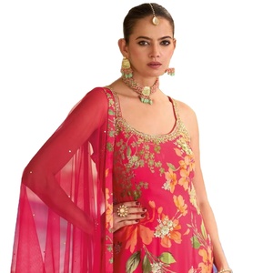 Nueva Colección Salwar Kameez Multicolor con Bordado Chinon Real, de Secado Rápido, Talla Única, Cosido, para Mujeres Adultas, Listo para Usar, Estilo Casual - Product Image 1