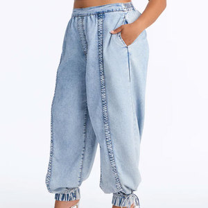 Newest Style Lady Bubblywear Pant Lose and <b>Fitting</b> Size Woman Denim Pant Womens Clothing <b>Black</b> Quantity Custom Pant Cotton Jeans - Product Image 4