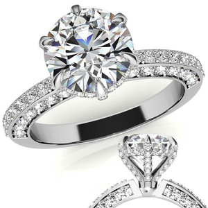 Anillo de Compromiso de Lujo de Oro Sólido de 18k con Diamante Cultivado en Laboratorio de 6 Puntas con Acentos Redondos, Claridad VS1, Anillo de Diseñador para Mujer - Product Image 4