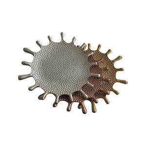 Decorative Hammered Metal Serving <b>Tray</b> With Sunburst Design Perfect For <b>Snacks</b> Serving And Table Display Wholesale From India - Product Image 4