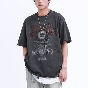 Camiseta de Algodón Oversize para Hombre, Manga Corta, Estilo Urbano, Cuello Redondo, Corte Regular, con Estampado y Logotipo Frontal - Product Image 1