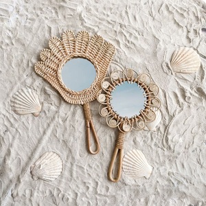Wholesale Rattan Handheld <b>Mirror</b> With Handle Seashell Shaped Kids Hand <b>Mirrors</b> Customized logo Ready to Export - Product Image 5