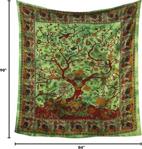 Tapiz Decorativo de Pared con Diseño Mandala Bohemio de Árbol de la Vida, Caleidoscópico, con Intrincados Motivos Florales - Product Image 1