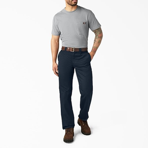 Pantalones Casuales de Corte Recto para Hombre, Color Azul Marino, Poliéster de Peso Medio, Antiarrugas, Cierre de Botón, Estilo Otoñal - Product Image 5