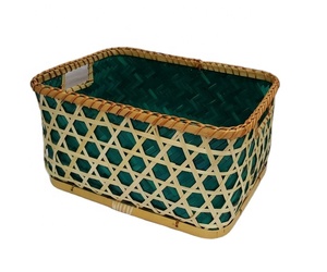 Cesta de bambú artesanal natural 2023 más vendida en patrón caro para almacenamiento y decoración del hogar y la cocina hecha en Vietnam - Product Image 1