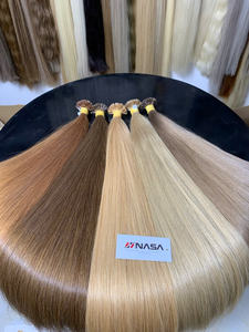 Extensiones de cabello de queratina con punta en U de punta plana, cabello humano virgen crudo vietnamita, Color Rubio liso y marrón, precio al por mayor - Product Image 4